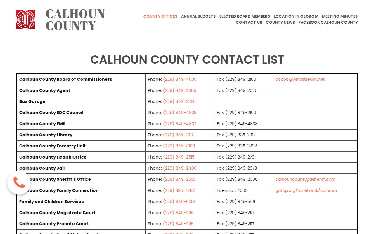 Calhoun County criminal records official office directory