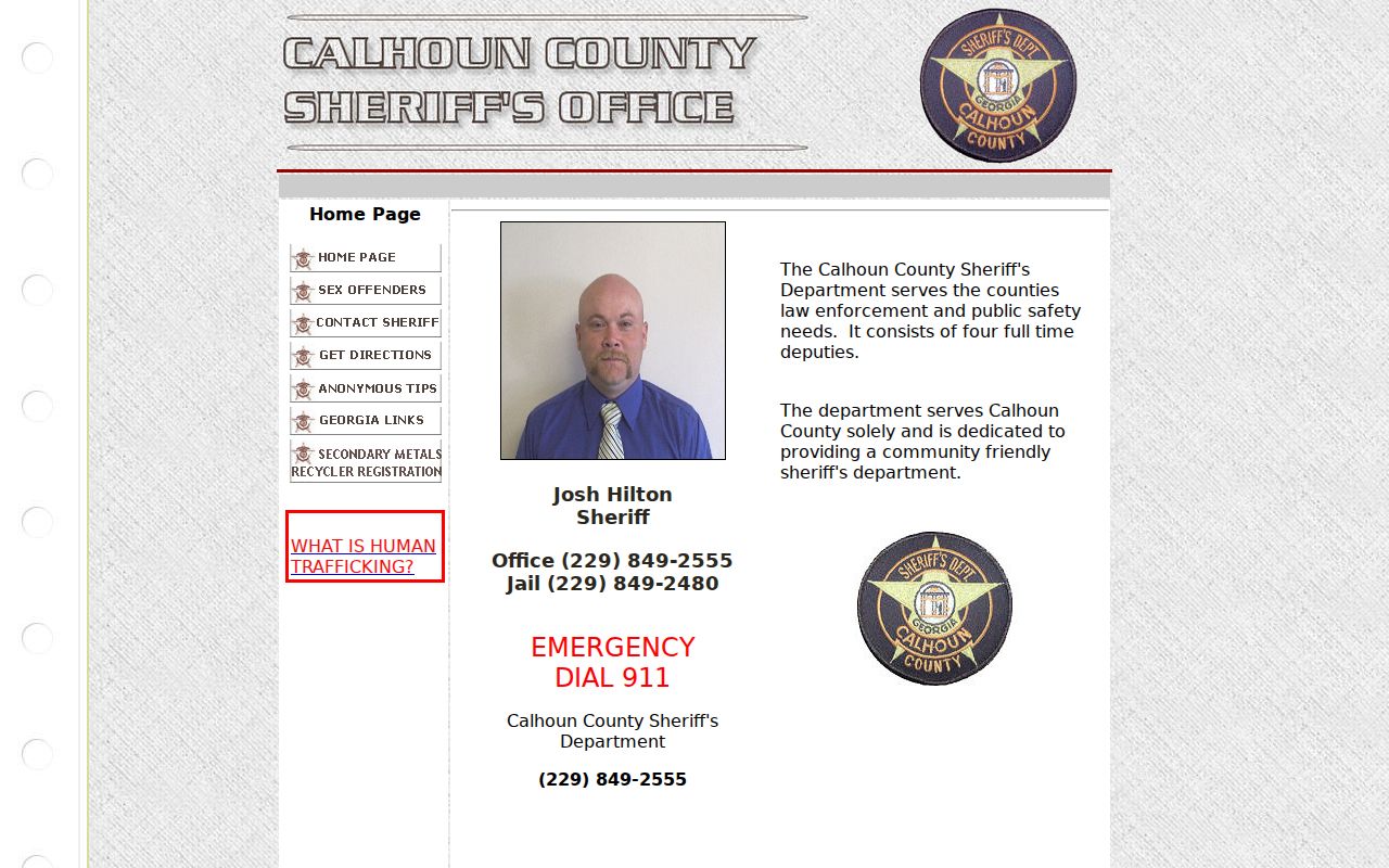 Calhoun County criminal records sheriff department page