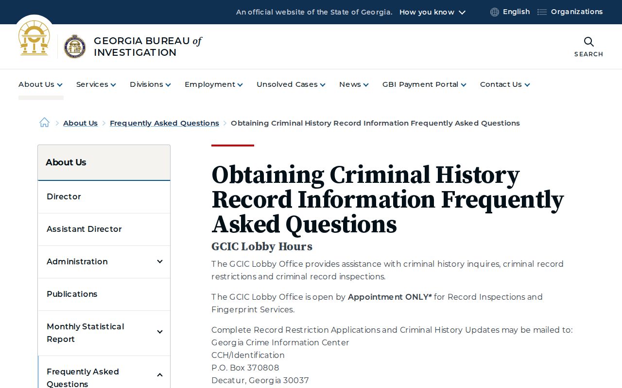 Georgia Bureau of Investigation GCIC criminal-history access and correction guidance