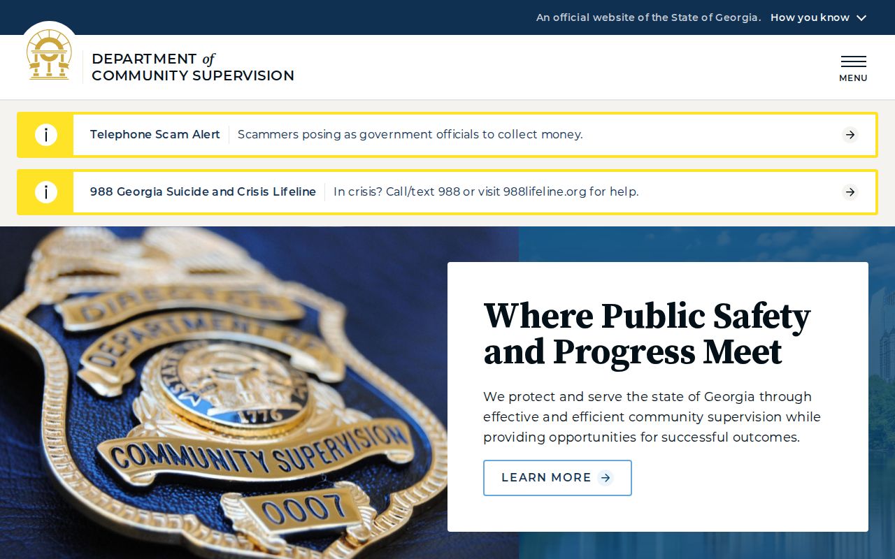 Georgia community supervision source for Calhoun County arrest outcomes