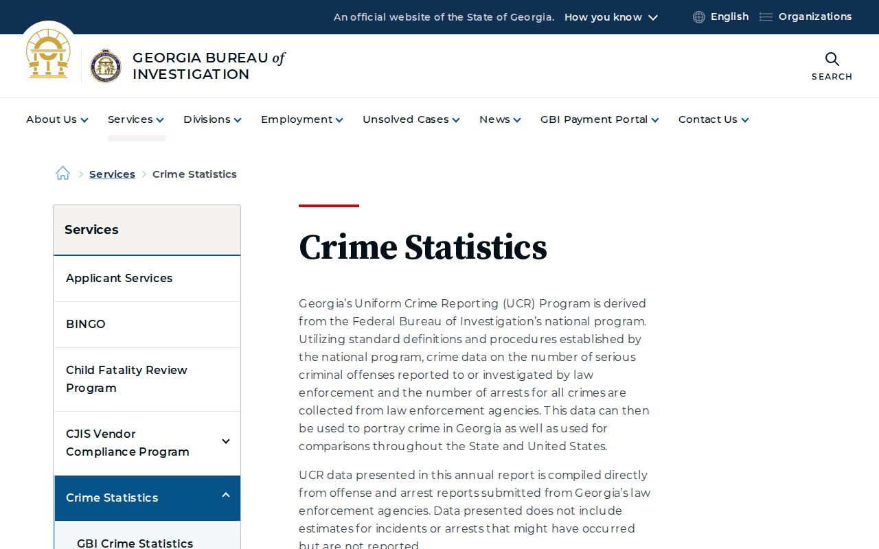 Official Georgia crime statistics source for Arlington criminal records research